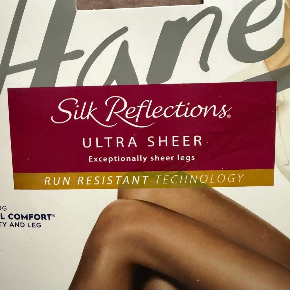 Hanes Silk Reflections Ultra Sheer Pantyhose Control Top Natural Beige Size EF‎